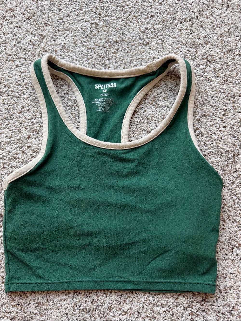 Splits59 Green Cream Racerback Sports Bra Crop Top XS